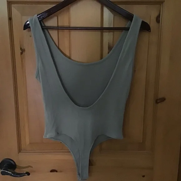 Sage Green Ribbed Bodysuit - Picture 6 of 6